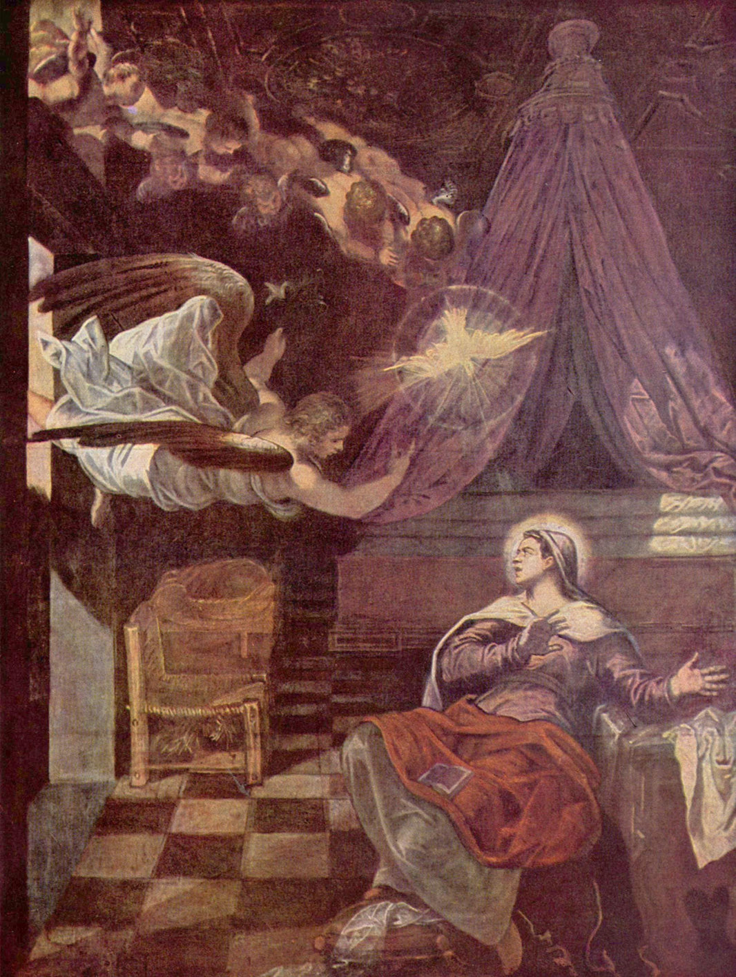 Annunciation by Tintoretto — hand-painted cultural oil painting reproduction on canvas