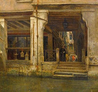Antique Shop, Venice by Vincenzo Caprile — hand-painted architectural oil painting reproduction on canvas