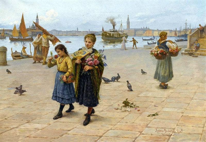 Flowers for mom by Antonio Paoletti — hand-painted cultural oil painting reproduction on canvas