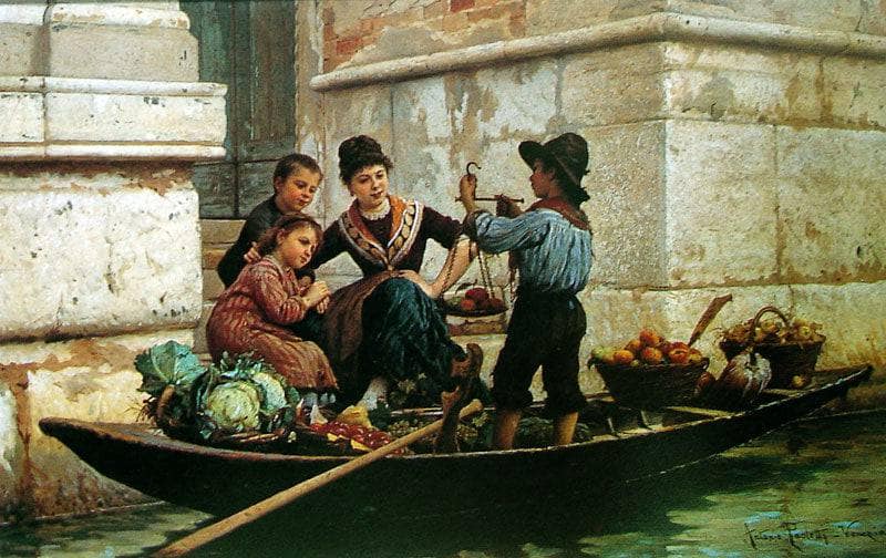 Young sellers by Antonio Paoletti — hand-painted portrait oil painting reproduction on canvas