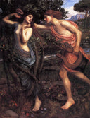 Apollo and Daphne by John William Waterhouse — female oil painting wall art, Romanticism