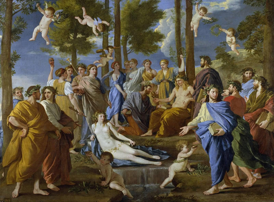 Apollo and the Muses by Nicolas Poussin — hand-painted cultural oil painting reproduction on canvas