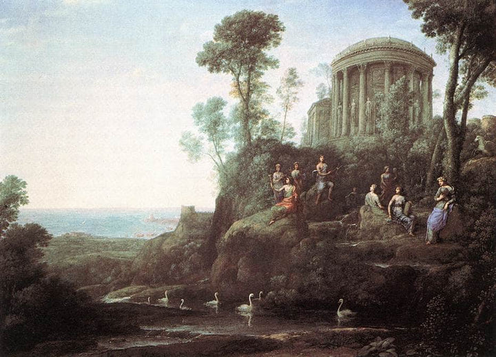 Apollo and the Muses on Mount Helicon by Claude Lorrain — hand-painted architectural oil painting reproduction on canvas