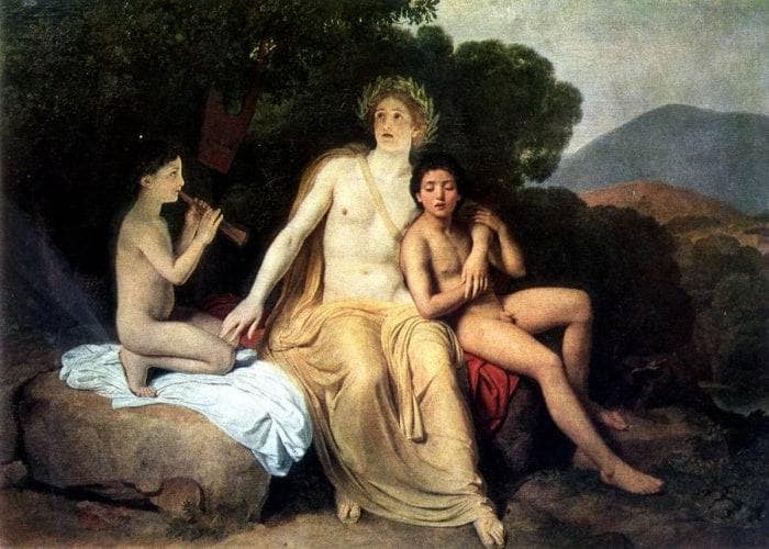 Apollo, Hyacinthus and Cyparis singing and playing by Alexander Ivanov — hand-painted cultural oil painting reproduction on canvas