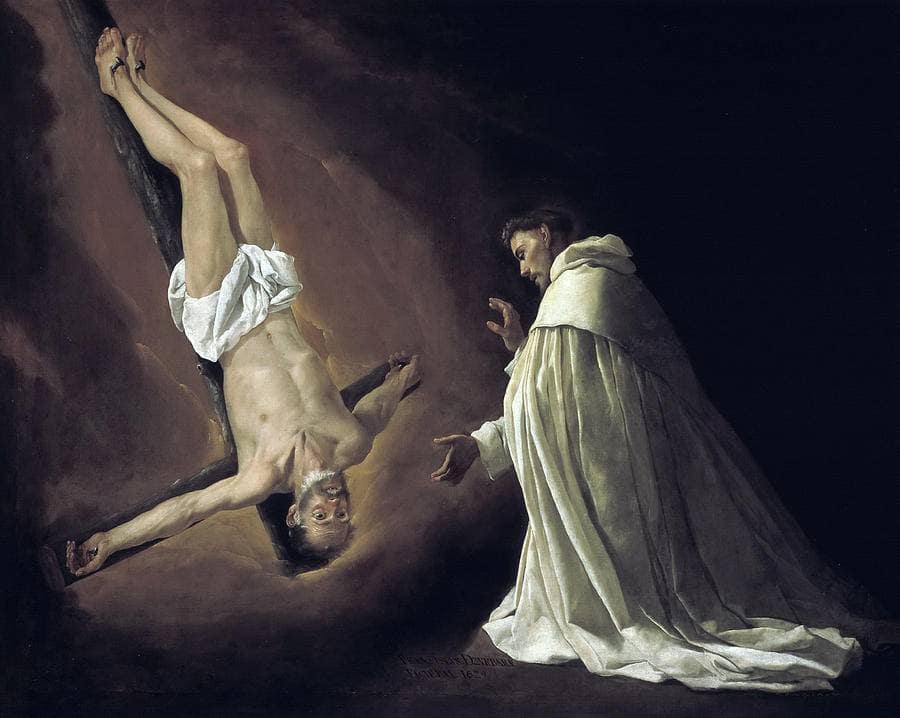 Appearance of St. Peter to St. Peter Nolasco by Francisco de Zurbaran — hand-painted cultural oil painting reproduction on canvas
