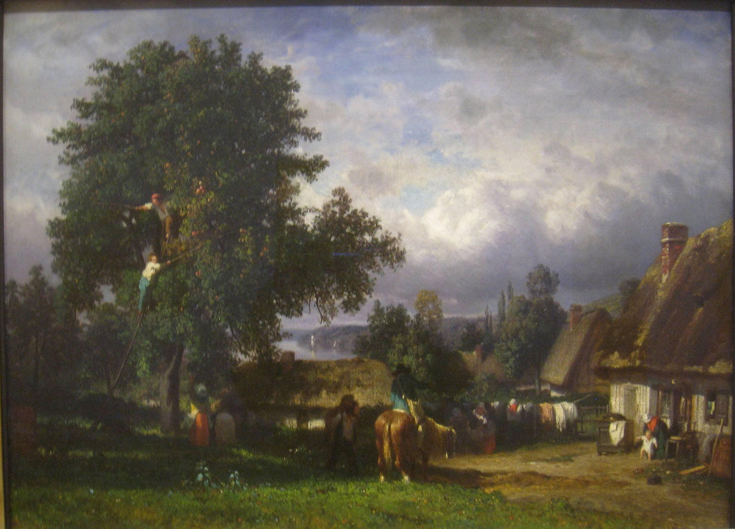 Apple Harvest in Normandy by Constant Troyon — hand-painted botanical oil painting reproduction on canvas