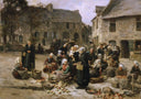 Apple Market, Landerneau, Brittany by Léon Augustin Lhermitte — hand-painted landscape oil painting reproduction on canvas