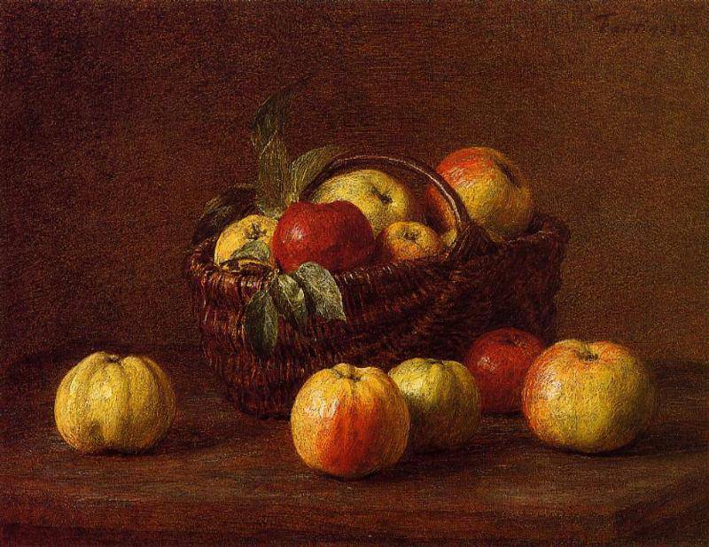 Apples in a Basket on a Table - Henri Fantin-Latour