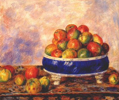 Apples in a dish in study