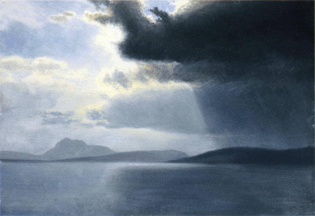 Approaching Thunderstorm on the Hudson River by Albert Bierstadt — hand-painted landscape oil painting reproduction on canvas