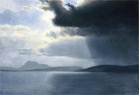 Approaching Thunderstorm on the Hudson River by Albert Bierstadt — hand-painted landscape oil painting reproduction on canvas