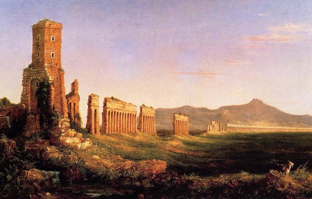 Aqueduct near Rome by Thomas Cole — hand-painted architectural oil painting reproduction on canvas
