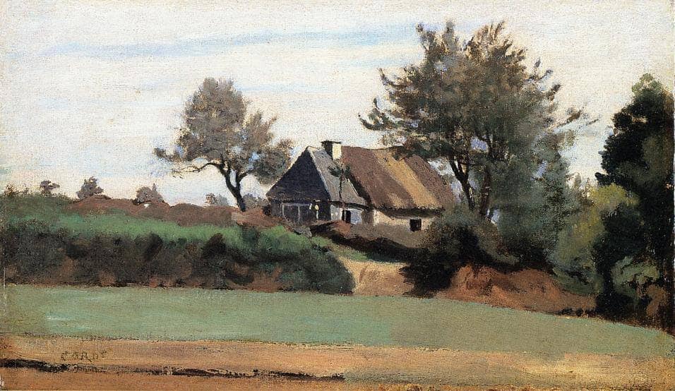 Archicourt, Near Arras by Camille Corot — hand-painted botanical oil painting reproduction on canvas