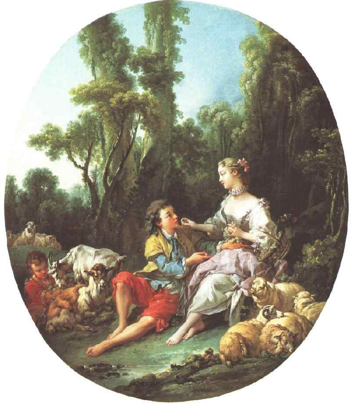 Are They Thinking About the Grape? by Francois Boucher — hand-painted landscape oil painting reproduction on canvas