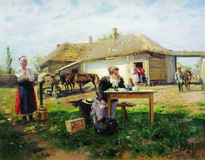 Arrival of a School Mistress in the Countryside - Vladimir Makovsky