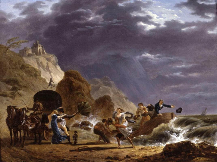 Arrival of Emigres with the Duchess of Berry on the French Coast by Carle Vernet — hand-painted cultural oil painting reproduction on canvas