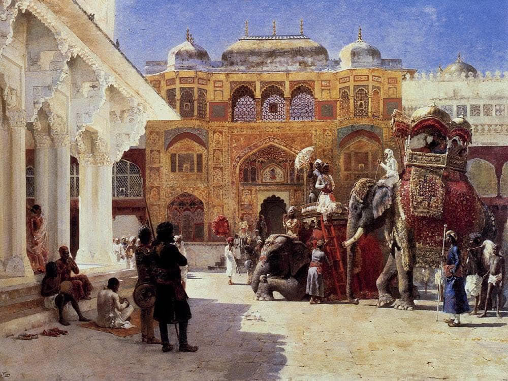 Arrival Of Prince Humbert, The Rajah, At The Palace Of Amber by Edwin Lord Weeks — hand-painted animal oil painting reproduction on canvas