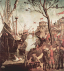 Arrival of St.Ursula during the Siege of Cologne by Vittore Carpaccio — ships oil painting wall art, High Renaissance
