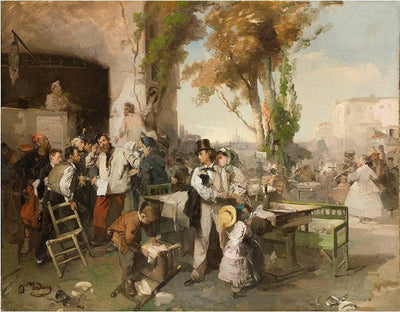 Arrival of the Bulletin Announcing the Armistice of Villafranca by Domenico Induno — oil painting reproduction