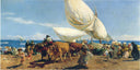 Arrival of the Fishing Boats on the beach, Valencia by Joaquín Sorolla, ships oil painting wall art, Impressionism