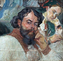Self-portrait with the wife by Oleksa Novakivskyi — male oil painting wall art, Post Impressionism