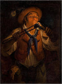 Farmer lighting a candle with a burning stick by Angelo Inganni — male oil painting wall art, Realism