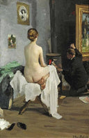 Artist's workshop by Janis RozentÄls — female oil painting wall art, Realism