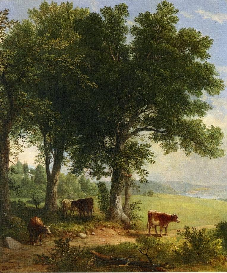 in the Shade of the Old Oak Tree by Asher Brown Durand — hand-painted animal oil painting reproduction on canvas