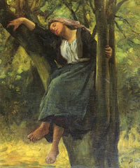 Asleep In The Woods by Jules Breton — hand-painted portrait oil painting reproduction on canvas