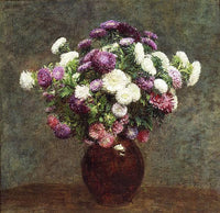 Asters in a Vase by Henri Fantin-Latour — hand-painted botanical oil painting reproduction on canvas