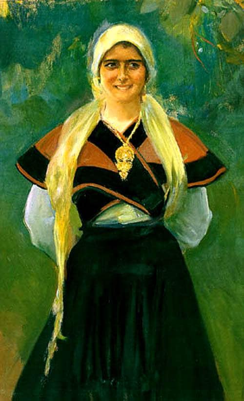 Asturian girl by Joaquín Sorolla — hand-painted portrait oil painting reproduction on canvas