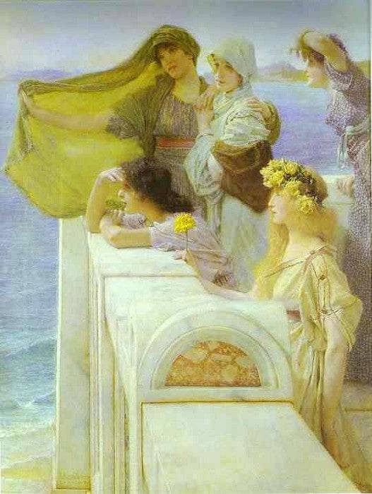 At Aphrodite's Cradle by Sir Lawrence Alma-Tadema — hand-painted portrait oil painting reproduction on canvas