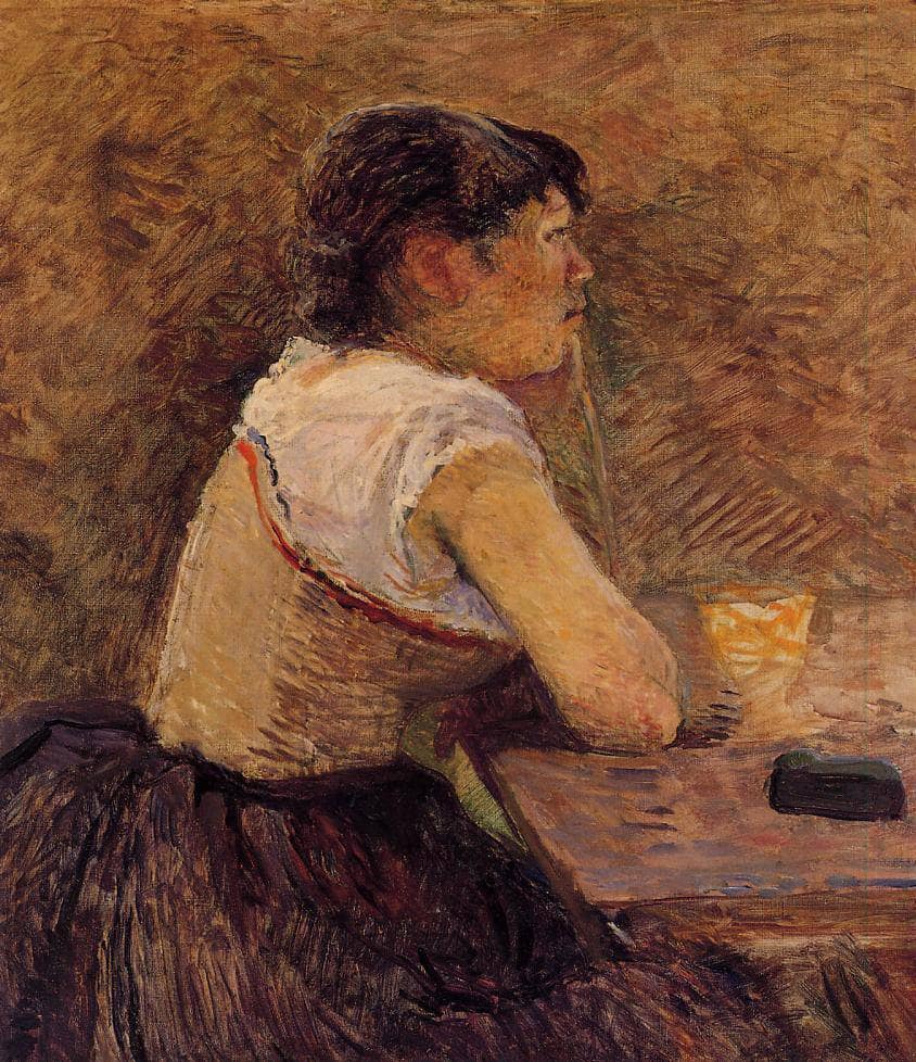 At Gennelle, Absinthe Drinker by Henri de Toulouse-Lautrec — hand-painted portrait oil painting reproduction on canvas