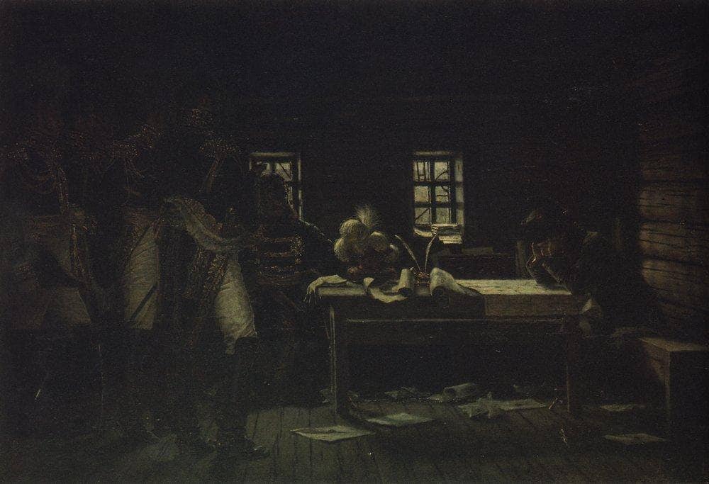 At Gorodnia. Breakthrough or Withdraw by Vasily Vereshchagin — hand-painted architectural oil painting reproduction on canvas