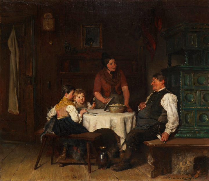 At lunchtime by Felix Schlesinger — hand-painted portrait oil painting reproduction on canvas