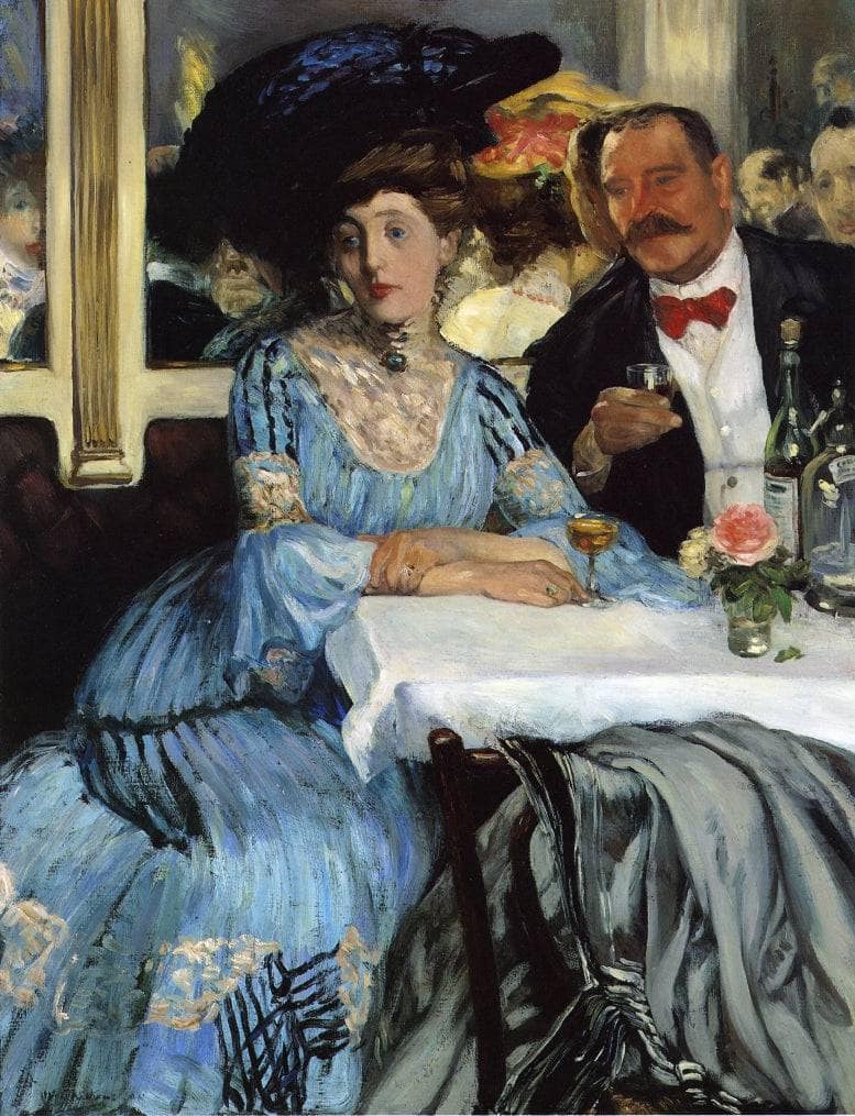 At Mouquin's by William James Glackens — hand-painted portrait oil painting reproduction on canvas