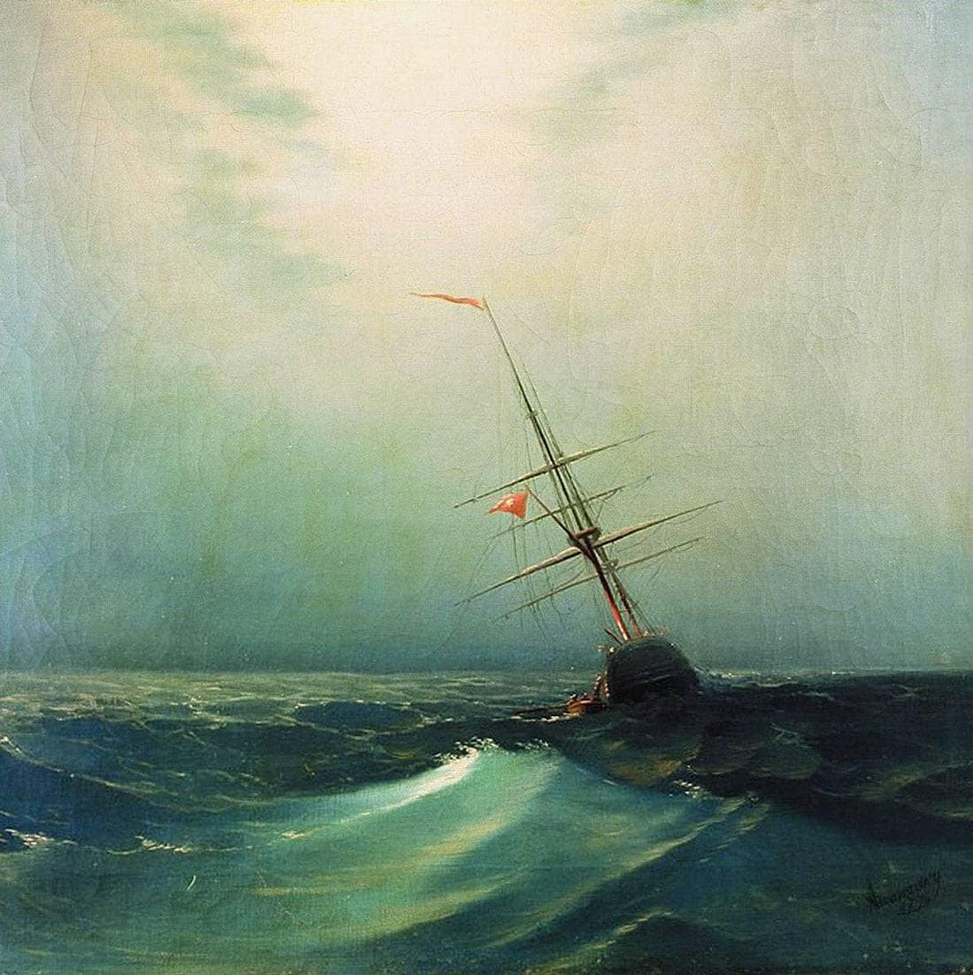 At night. Blue wave by Ivan Aivazovsky — hand-painted landscape oil painting reproduction on canvas