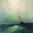 At night. Blue wave by Ivan Aivazovsky — ships oil painting wall art, Romanticism