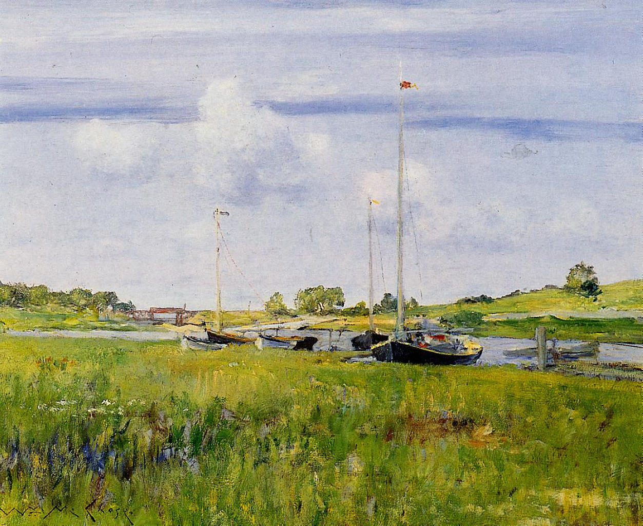 At the Boat Landing - William Merritt Chase