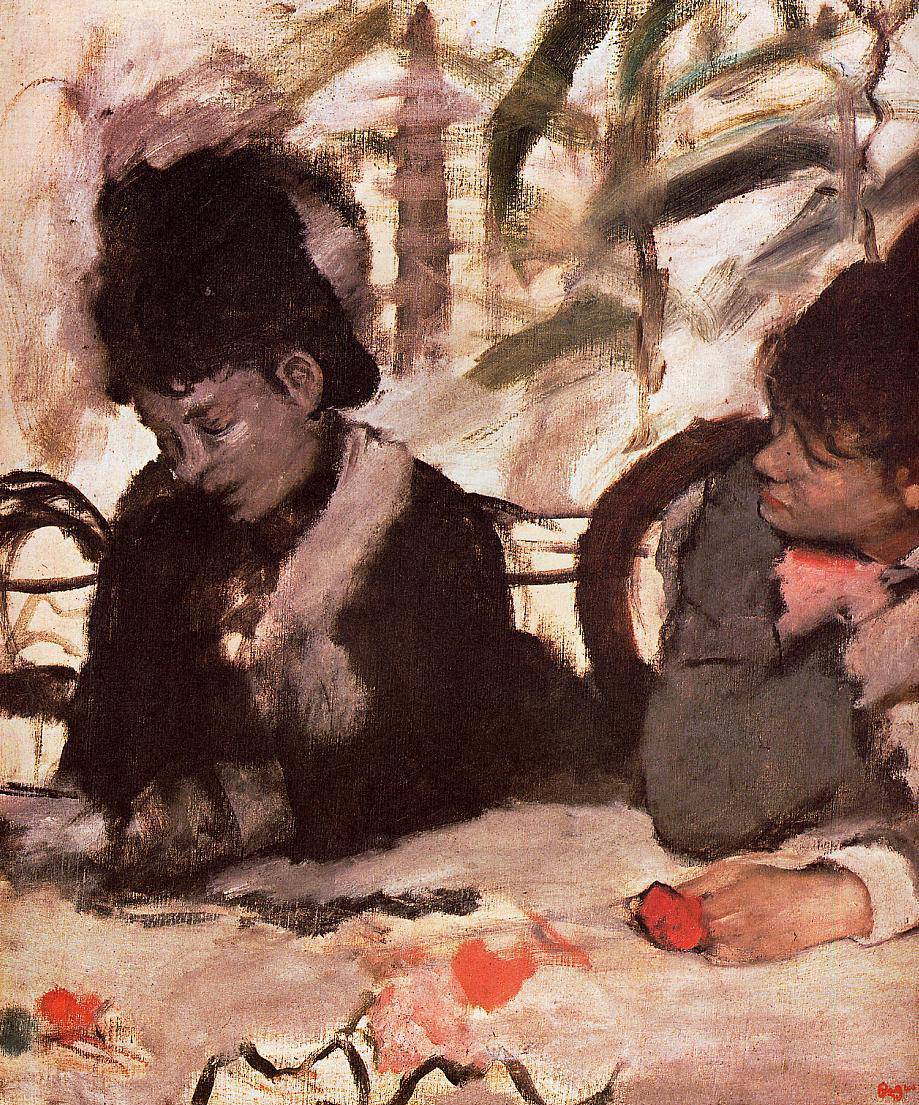 At the Café by Edgar Degas, hand-painted portrait oil painting reproduction on canvas