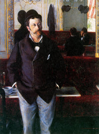 At the Cafe, Rouen by Gustave Caillebotte — hand-painted portrait oil painting reproduction on canvas