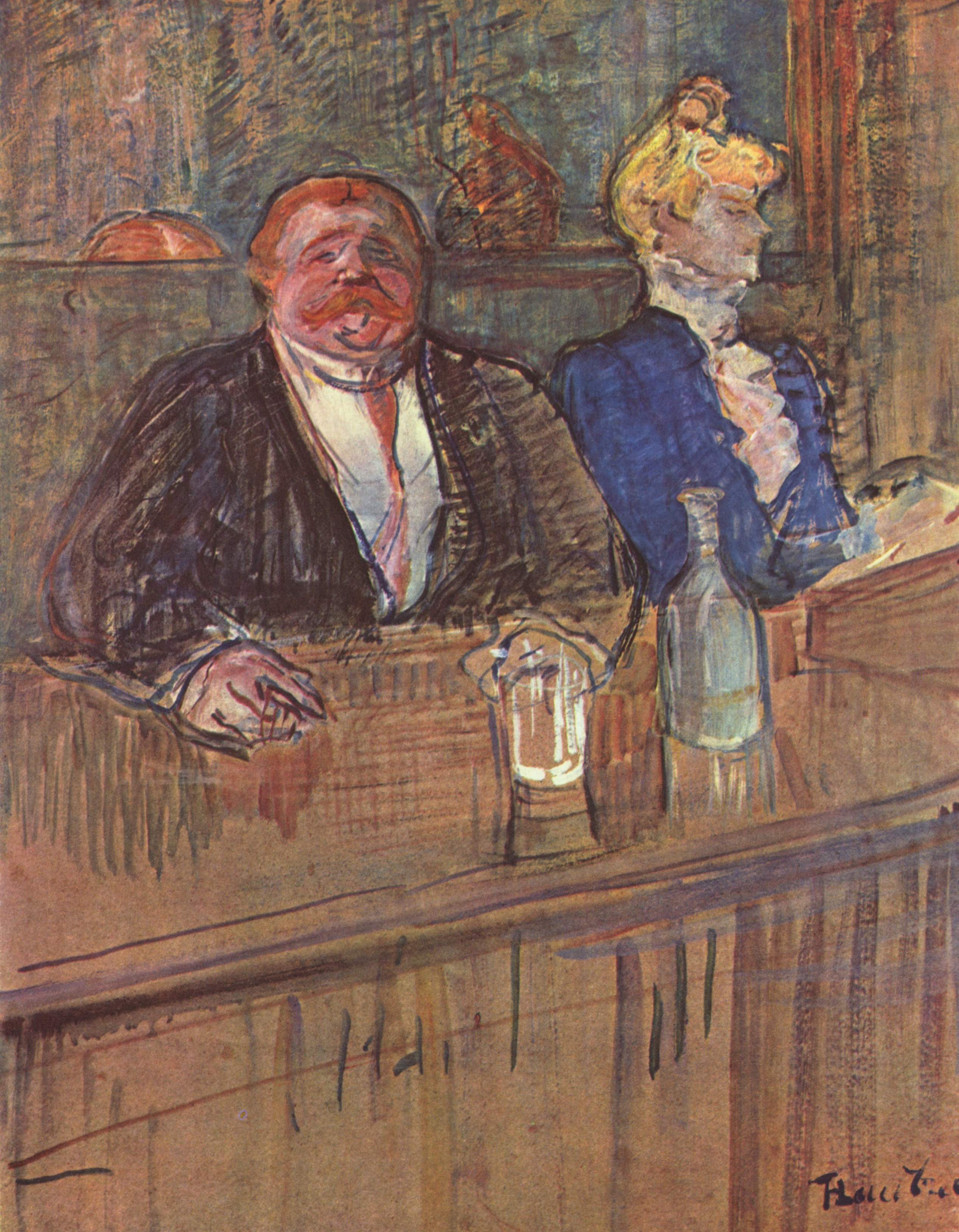 At the Cafe The Customer and the Anemic Cashier - Henri de Toulouse-Lautrec