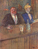 At the Cafe The Customer and the Anemic Cashier by Henri de Toulouse-Lautrec — hand-painted portrait oil painting reproduction on canvas