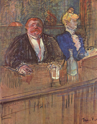 At the Cafe The Customer and the Anemic Cashier by Henri de Toulouse-Lautrec — hand-painted portrait oil painting reproduction on canvas