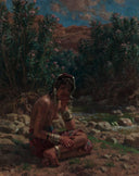 At the edge of the wadi by Nasreddine Dinet — hand-painted cultural oil painting reproduction on canvas
