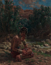At the edge of the wadi by Nasreddine Dinet — hand-painted cultural oil painting reproduction on canvas