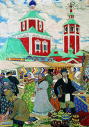At The Fair by Boris Kustodiev — rural oil painting wall art, Art Nouveau Modern