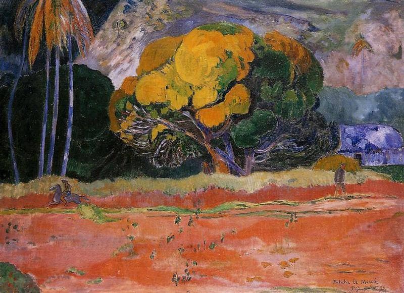 At the Foot of the Mountain by Paul Gauguin — hand-painted abstract oil painting reproduction on canvas