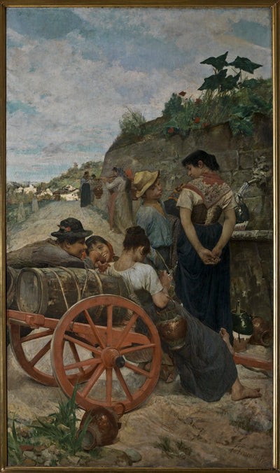 At the fountain by Egisto Ferroni — oil painting reproduction