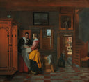 At the Linen Closet by Pieter de Hooch — hand-painted eco oil painting reproduction on canvas